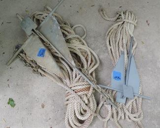 (2) BOAT ANCHORS WITH ROPE