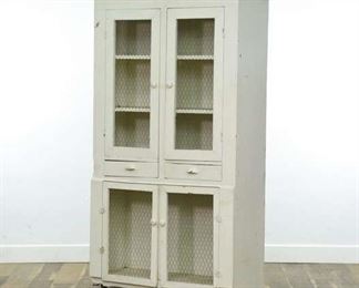 Cottage Chic White China Hutch Cabinet W Chicken Wire