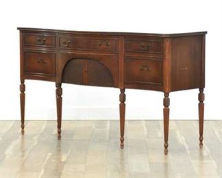 Carved Sheraton Style Buffet W Reeded Legs 
