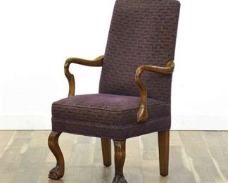 Carved Edwardian Monopodium Foot Armchair