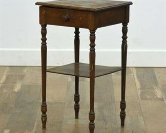 Antique Edwardian End Table W Storage