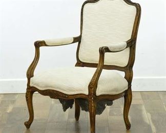 French Provincial Carved Walnut Bergere Armchair