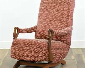 Vintage Cottage Chic Dobby Upholstery Swan Arm Rocker