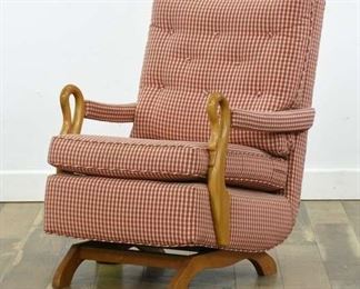Vintage Cottage Chic Gingham Swan Arm Rocker