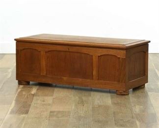 Vintage Cedar Blanket Chest W Marquetry & Arch Detail