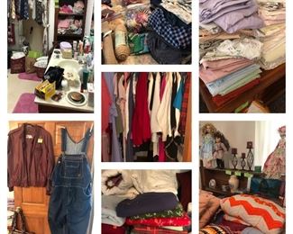 vintage Member’s Only jackets, clothing, bed linens, blankets, afghans, health and beauty items
