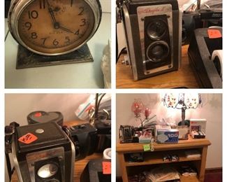 Vintage Kodak camera $15, touch lamp, night stand, Big Ben clock-SOLD