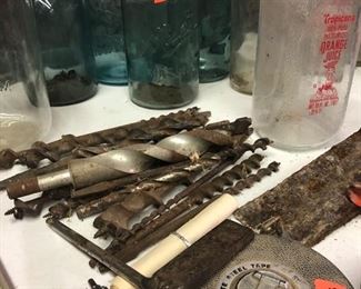 drill bits, blue Ball jars