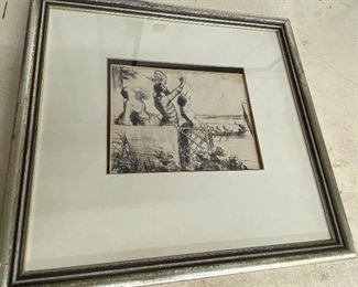 VERY NICE VINTAGE DRAWING - NO 812 - SIGNED BUT UNREADABLE . $240.00  Look at it and be happy before you pay!