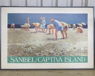 SANIBEL/ CAPTIVA ISLAND - FRAMED POSTER - PROFESSIONALLY FRAMED -  32" X 26".  Look at it and be happy before you pay!