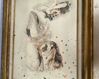 SIGNED WATERCOLOR- MATERNITE - RUEUVEN RUBIN- ISREAL?  $180. Look at it and be happy before you pay!