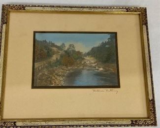 VINTAGE COLORED LITHOGRAPH 24" X 18" - SIGNED- $35.  Look at it and be happy before you pay!