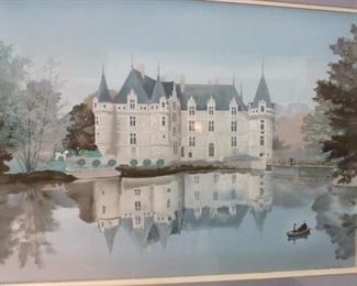 Print of castle by Delacroix, framed, originally tagged @ $94, now offered at $45.