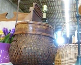 One of several Asian baskets for sale, this one originally tagged at $54, now offered for less than half @ $24.