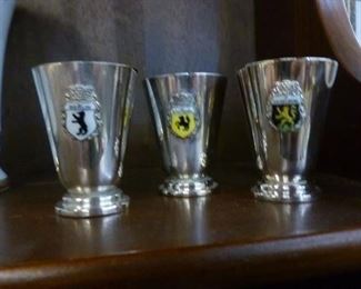 German schnapps drinking cups with city emblems @ $6 each