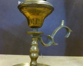 One of two brass reproduction whale oil lamps, at $40 each now.