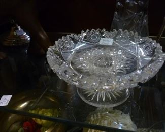 One of about 8 early 20th century American cut glass pieces we have for sale.  Originally tagged at $94, now reduced to less than half at $40