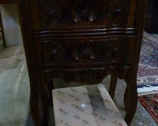 French walnut (?) 2-drawer reproduction 18th century work table @ $80