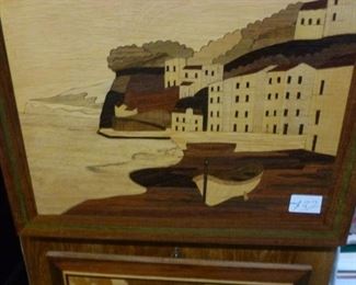 One of five remaining European wood marquetry scenes/plaques