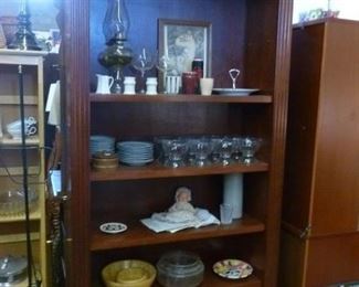 Open bookcase/display cabinet with top lights, now offered at $100