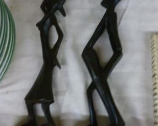 Pair handcarved ebony @ $10/pair, approx 8"h