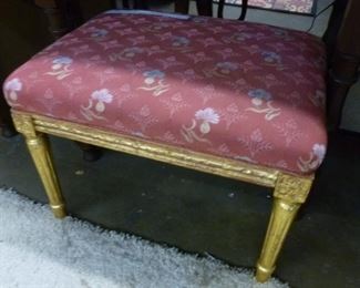 Gilt over wood legs/frame, new reupholstery, now reduced to $200