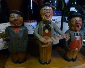 European carved and handpainted bar set of tools within male figures now reduced to $24