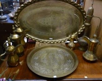 We have over 30 brass trays, most from Middle East or Africa, some from China.