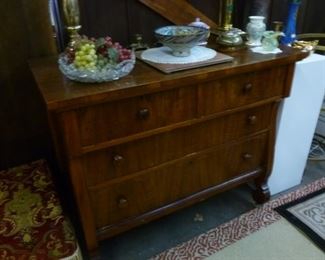 Antique chest of 4 drawers with round wood knobs, refinished, at $100