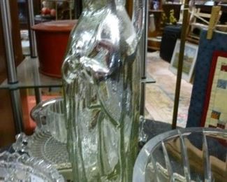 RARE mercury glass bottle, this one of a female figure, approx 16"h, at $45