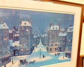 Framed Delacroix print of Paris in snow, reduced asking price of $36
