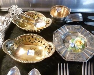 Sterling silver nut dishes with gilt coating @ $100 each.