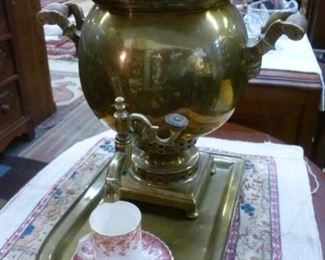 This brass samovar with brass tray now reduced to $100