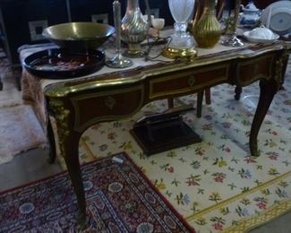 FINE 20th century reproduction of 18th century French writing table with elaborate ormolu, now reduced to $750