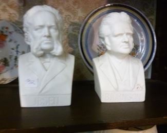 Two antique British male busts.