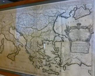 Map showing Ottoman Empire extending into Europe, framed @ $450.  Remember the date when the Turks reached Vienna?  Scarry