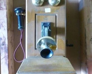 Reproduction working telephone in oak case @ $100