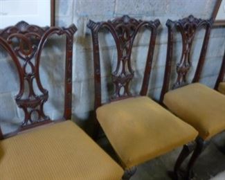 Set of 6 early 20th century mahogany reproduction Chippendale side chairs @ $300/set