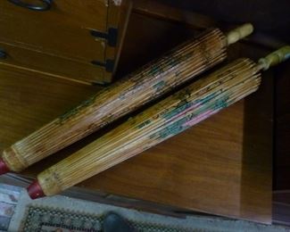 Two Japanese lacquered painted paper umbrellas @ $30 each