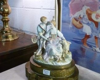 One of a complementary pair of "couples" figures, mounted on custom-made tiered brass base reduced to $84 each.