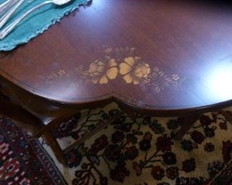 Example of hand stenciling on "pinched corner" of this Hitchcock-style dining table, now reduced to $50