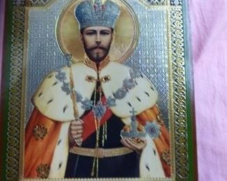 Printed copy of Saint Nicholas under metal rizza, approx 5"h x 4"w, at $10