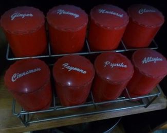 Plastic canister set in metal rack @ $20