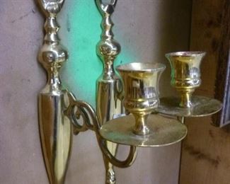 Pair of brass wall candleholders, now reduced to $12/pais
