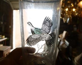 one of a set of silver overlay on glass tumblers