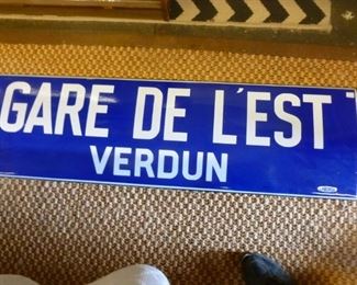 Paris post WWII blue/white enameled sign, RARE, offered at $650, in fine condition.