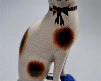 Lot 1 Staffordshire Pottery Cat Figurine Made in England