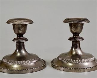 Lot 24 Pair Silver Tone Metal Candleholders