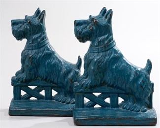 Lot 45 Blue Scottish Terrier Cast Iron Vintage Bookends