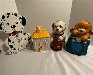 Dog Clock and Cookie Jars